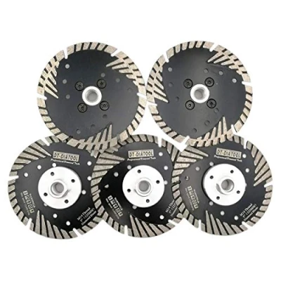 Image of DT DIATOOL Diamond Turbo Saw Blade with Slant Protection Teeth 5PCS 5 Inch / 125mm Cutting Disc M14 Thread for Concrete Tile Granite Marble Masonry
