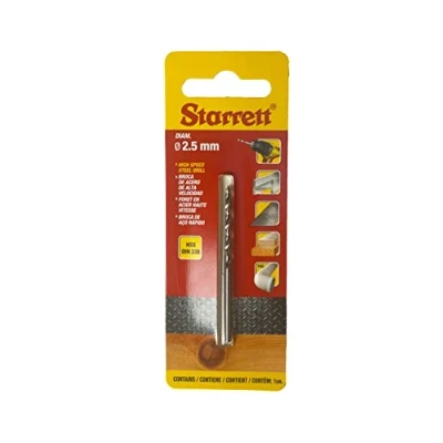Image of Starrett Split Point Drill Bits HSS High Speed Steel 2.5x57mm KBAR025 Twist Bit For Cast Iron Wood Soft Materials