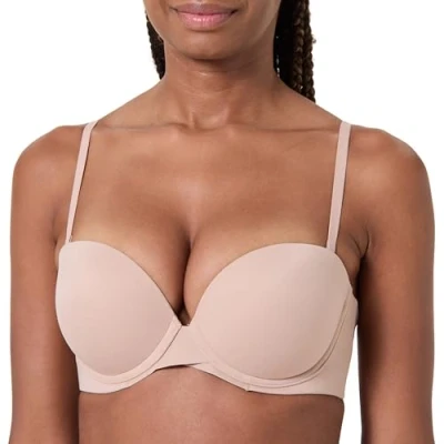 Image of Calvin Klein Women’s Push Up Bra with Detachable Straps, Beige (Cedar), 36B