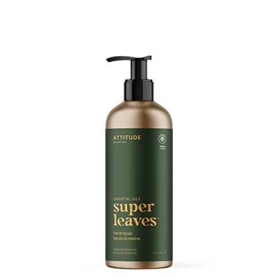 Image of ATTITUDE Hand Soap, EWG Verified, Plant and Mineral Based Ingredients, Vegan Personal Care Products, Refillable Aluminum Bottle, Petitgrain Jasmine, 473 ml