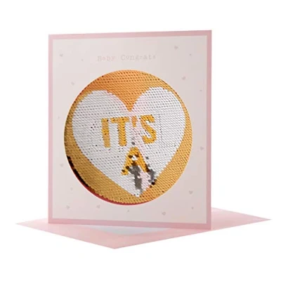 Image of Hallmark Reversible Sequin Card &#039;It&#039;s A Girl&#039; Medium