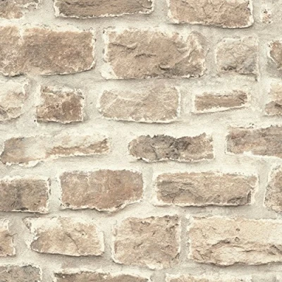 Image of Rasch Wallpaper Rustic Stone Brick Natural 860610 Beige Wall Paper