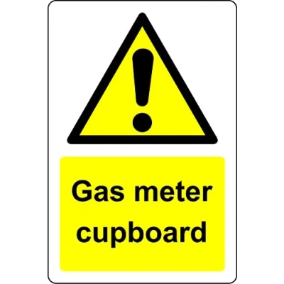 Image of Gas meter cupboard warning location Safety sign Self adhesive sticker (300mm x 200mm)