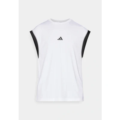 Image of adidas Performance Basketball Allworld Sleeveless Sports Tshirt, Men&#039;s, Size: Small, White/black