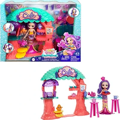 Image of Enchantimals Sea Cave Café Playset (8.8 in), 15+ Pieces, with Martina Mermaid Doll, 2 Animal Besties, and Accessories
