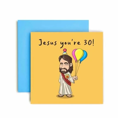 Image of Huxters 30th Birthday Card for him Funny Cards Men Jesus Badge Happy son Brother Nephew Grandson (30th)