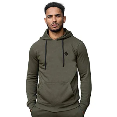 Image of Ze ENZO Mens Hoodie Pullover Hooded Sweatshirt Fleece Warm Hoody Top Khaki XXL
