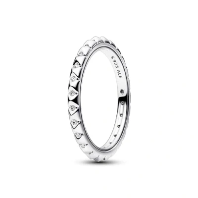 Image of Pandora ME Pyramids Studded sterling silver ring with clear cubic zirconia, 56