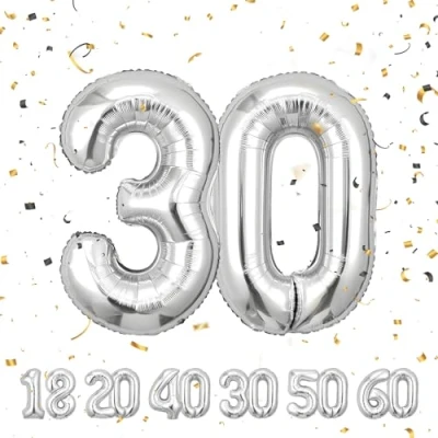 Image of Number Balloons 30,Sliver 30 for Birhtday Party Decoration,40 Inch Giant Helium Foil Women Men 30th Birthday Decor Anniversary Decorations Supplies