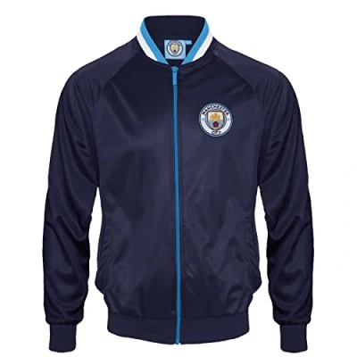 Image of Manchester City FC Official Football Gift Mens Retro Track Top Jacket Large