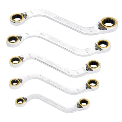 Image of Draper 03947 Expert HI TORQ Double Ring Ratchet S Shape Spanner Set (5 Piece)