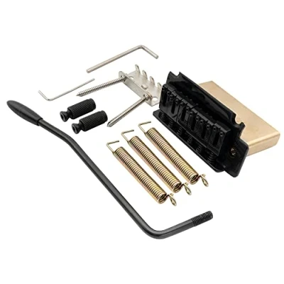 Image of Musiclily Pro 52.5mm Modern 2 Point Tremolo Bridge 40mm Solid Brass Block for Squier Strat Style Electric Guitar, Black