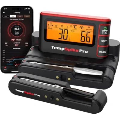 Image of ThermoPro TempSpike Bluetooth Wireless Meat Thermometer Digital, WiFi Unlimited Range, Detachable Thiner Probe &amp; Standalone Base, 565℃ Heat Resistance, Food for Cooking Grill Smoker