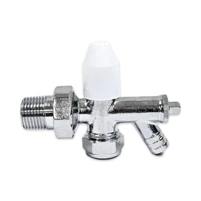 Image of 15mm x 1/2 Lockshield Angled Radiator Valve with Drain Off