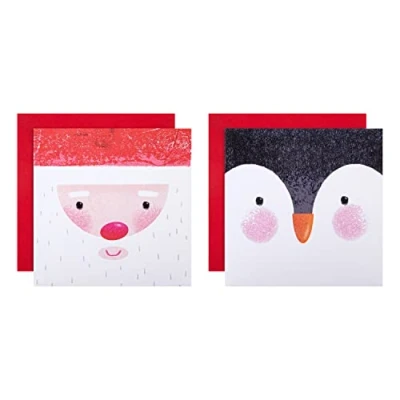 Image of Hallmark Charity Christmas Cards, Cute Santa and Penguin Designs, Pack of 16, 25572296, Card
