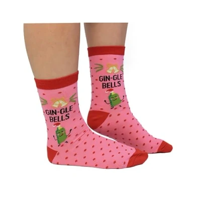 Image of Cockney Spaniel 1 Pair of Women&#039;s Novelty Crew Socks, Size: UK 4 8 (EUR 37 42), Fun and Quirky Gift Socks for Women (UK, Alpha, One Size, Regular, Gin Gle Bells)