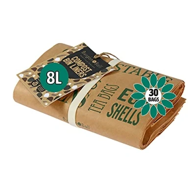 Image of 30 x 8L Paper Compostable Food Waste Kitchen Caddy Bags Liners