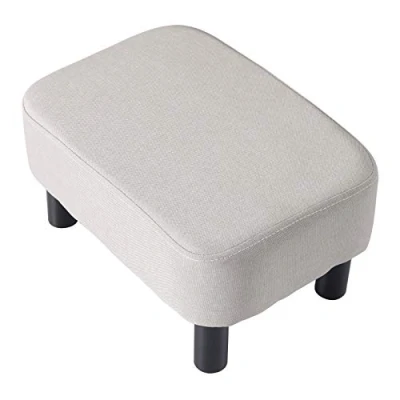 Image of YMYNY 42 cm Footstool, Rectangle Ottoman with Stable Wooden Legs, Modern Linen Fabric Footrest, Change Shoes Stool for Living Room, Padded Seat Bedroom, Light Gray, HD HRF BD213