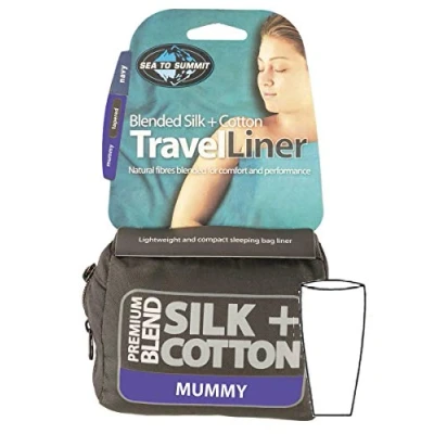 Image of Sea to Summit Travel Blanket Silk + Cotton Navy Blue 185 x 92 cm