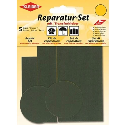 Image of Kleiber 5 Piece Self Adhesive Nylon Clothing Repair Patch Set, Olive Green