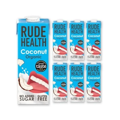 Image of Rude Health 6 x 1 Litre Organic Coconut Dairy Alt Milk, 100% Natural Drink, Lactose Free, Free &amp; Gluten No Added Sugar, Award Winning, Healthy Vegan, Recyclable Packaging