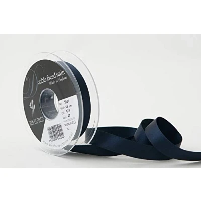 Image of Berisfords Double FACE Poly Satin Ribbon, Midnight, 15 mm