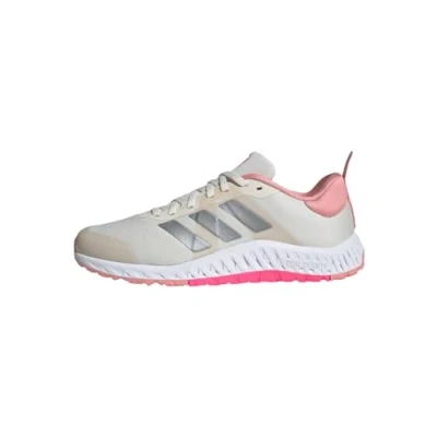 Image of adidas Women&#039;s Everyset Trainer Shoes Gym &amp; Training, Chalk White/Iron Metallic/Lucid Pink, 10 UK