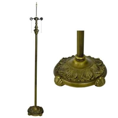 Image of BOTOWI Floor Lamp Base With 2 lights Replacement Only Height 64 Inch Iron Resin Antique Standing Lighting Wide 11 For 16 18 Tiffany Style Stained Glass Lampshades