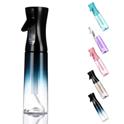Image of WOODFIB Spray Bottle for Hair, Continuous Fine Mist Water Bottle, Empty Salon, Plants, Pets, Home Cleaning 300ml (Black Blue)