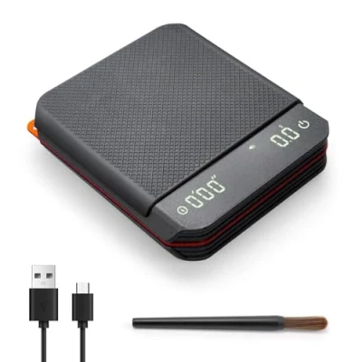 Image of Coffee Scales, Espresso Scale with Timer,Mini Auto Tare &amp; Touch Sensor Button High Precision Timer Led Hidden Screen Kitchen USB Rechargeable,2kg Max Weight