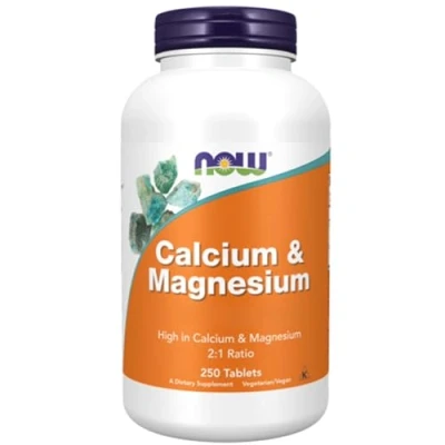 Image of Now Foods, Calcium &amp; Magnesium, 2:1 Ratio, 500mg and 250mg 250 Vegan Tablets, Vegetarian, Gluten Free, SOYA GMO Free