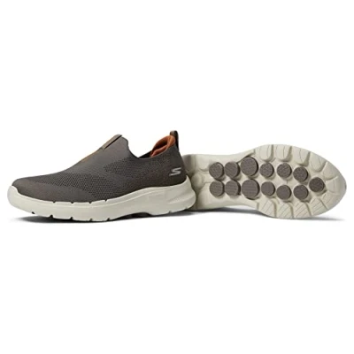 Image of Skechers Men&#039;s Gowalk 6 Stretch Fit Slip On Athletic Performance Walking Shoe Sneaker, Taupe, 8.5 X Wide