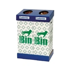 Image of Acorn Office Twin Recycling Bin Blue/Green