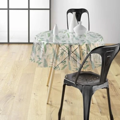 Image of Douceur d&#039;Intérieur, Aurea Crystal Tablecloth Diameter 140 cm PVC Printed 14/100E