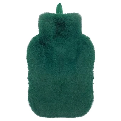 Image of Olivia Rocco Hot Water Bottle with Luxury Super Soft Faux Fur Cover Large 2 Litre Thermotherapy Comfortable Feeling Warmer Winter Gift, Green