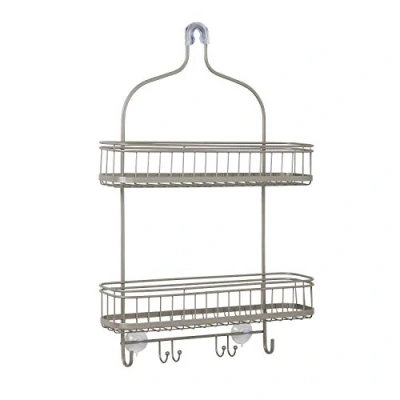 Image of Zenna Home Extra Wide Hanging Over the Shower Caddy, Satin Nickel