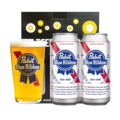 Image of Pabst Blue Ribbon American Pale Lager Gift Set with PBR Glass (2 Pack)