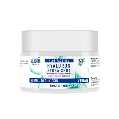 Image of Victoria Beauty Hyaluronic Acid Moisturiser for Oily Skin with Aloe Vera and Niacinamide Mattifying Oil Free Gel Day Night Men Women 95% Natural, Vegan, 50ml