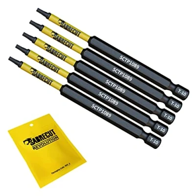 Image of 5 x SabreCut SCTP1089_5 89mm T10 TX10 Torx Tamper Proof Security Magnetic Impact Screwdriver Driver Bits Set Heavy Duty Compatible with Dewalt Milwaukee Bosch Makita and More
