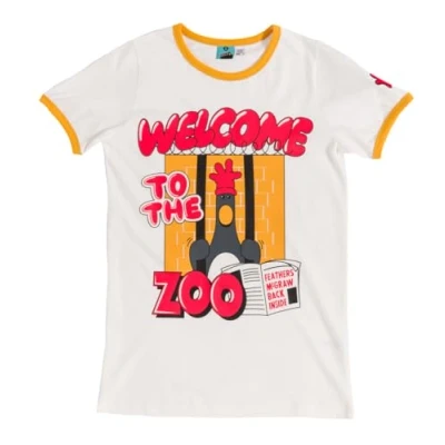 Image of TruffleShuffle Wallace and Gromit Feathers Welcome to The Zoo Orange Ringer T Shirt