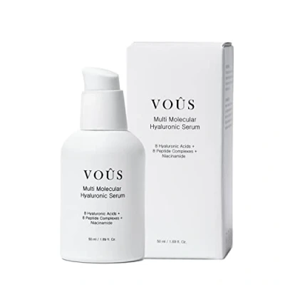 Image of Pure 8x Hyaluronic Acid Serum with Argireline, Matrixyl 50 ml + Niacinamide Peptides Anti aging Vegan, Clean and Natural Moisturizer by VOÛS skincare