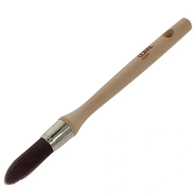Image of Coral 33712 Aspire 18MM Round Sash Paint Brush Professional Firm Pointed Profile for Fast Accurate Detail Cutting in Ultra Smooth Finish with Trade Emulsion or Gloss FSC Wood Handle