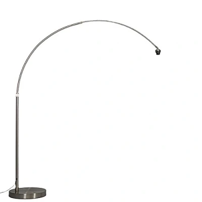 Image of QAZQA Modern Arc Floor lamp I Light Steel Nickel Matt Satin Adjustable Without Shade Classic Antique Suitable for LED E27 1 Bedroom