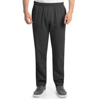 Image of Fruit of the Loom Men&#039;s Eversoft Fleece Sweatpants Track Pants, Mottled Black, L