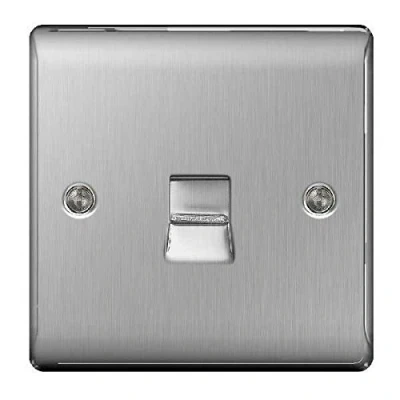 Image of BG Nexus NBS Range Brushed Steel Switches &amp; Sockets Full of Matching Items (Secondary Telephone Socket)