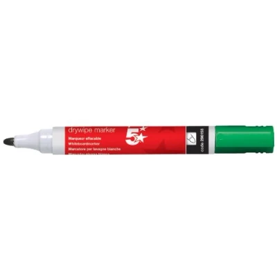 Image of 5 Star Green Dry Wipe Whiteboard Marker Pen 3mm Bullet Tip (Pack of 12), 296158 12