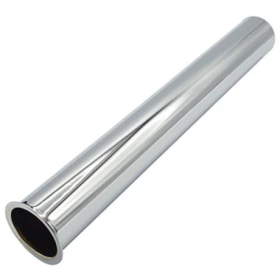 Image of Straight Pipe with Collar 32mm Drain Waste Trap Chrome Replacement 250mm Long