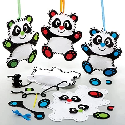 Image of Baker Ross Panda Sewing Kits Pack of 3, Chinese New Year Craft Kit, Crafts for Kids (FE341)