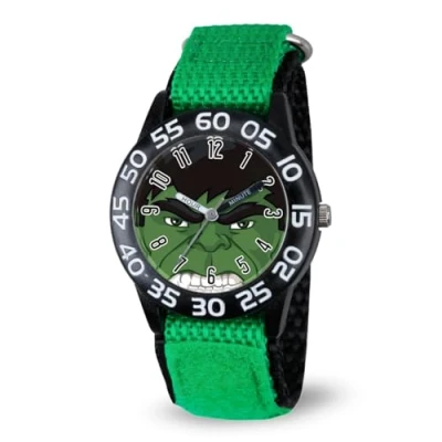 Image of Marvel Boy&#039;s &#039;Hulk&#039; Quartz Plastic and Nylon Watch, Color:Green (Model: W003250)