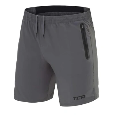 Image of TCA Elite Tech Mens Running Shorts with Zip Pockets, Gym Men Training Sports Short Phone Pocket Black Asphalt, M